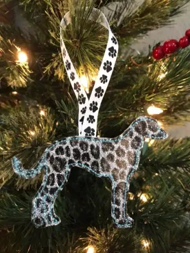 Ornament Greyhound Silhouette Silver Leopard Glitter