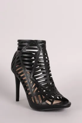 Anne Michelle Caged Peep Toe Stiletto Heel