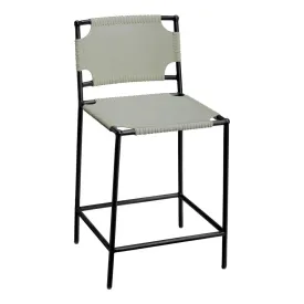 Asher Grey Full Grain Leather Counter Stool With Back