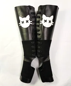 Black Aerial boots w/ Cartoon Cat   Suede Grip & inside ZIP