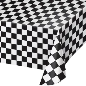 Black Check Tablecover Plastic 54" X 108"