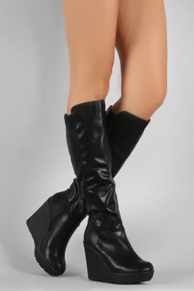 Breckelle Panel High Shaft Wedge Boots