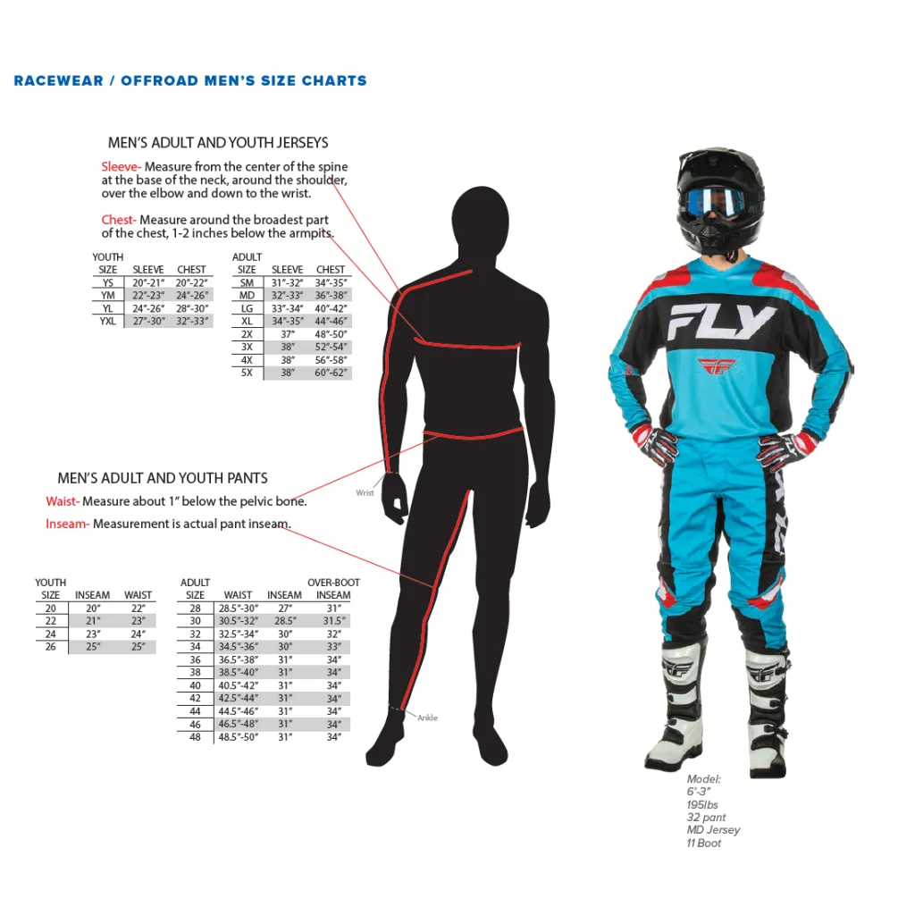 Fly Racing 2025 F-16 Racewear Y/W/R Jersey/Pant Kit