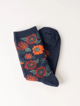 Fuzzy Flowers Crew Socks