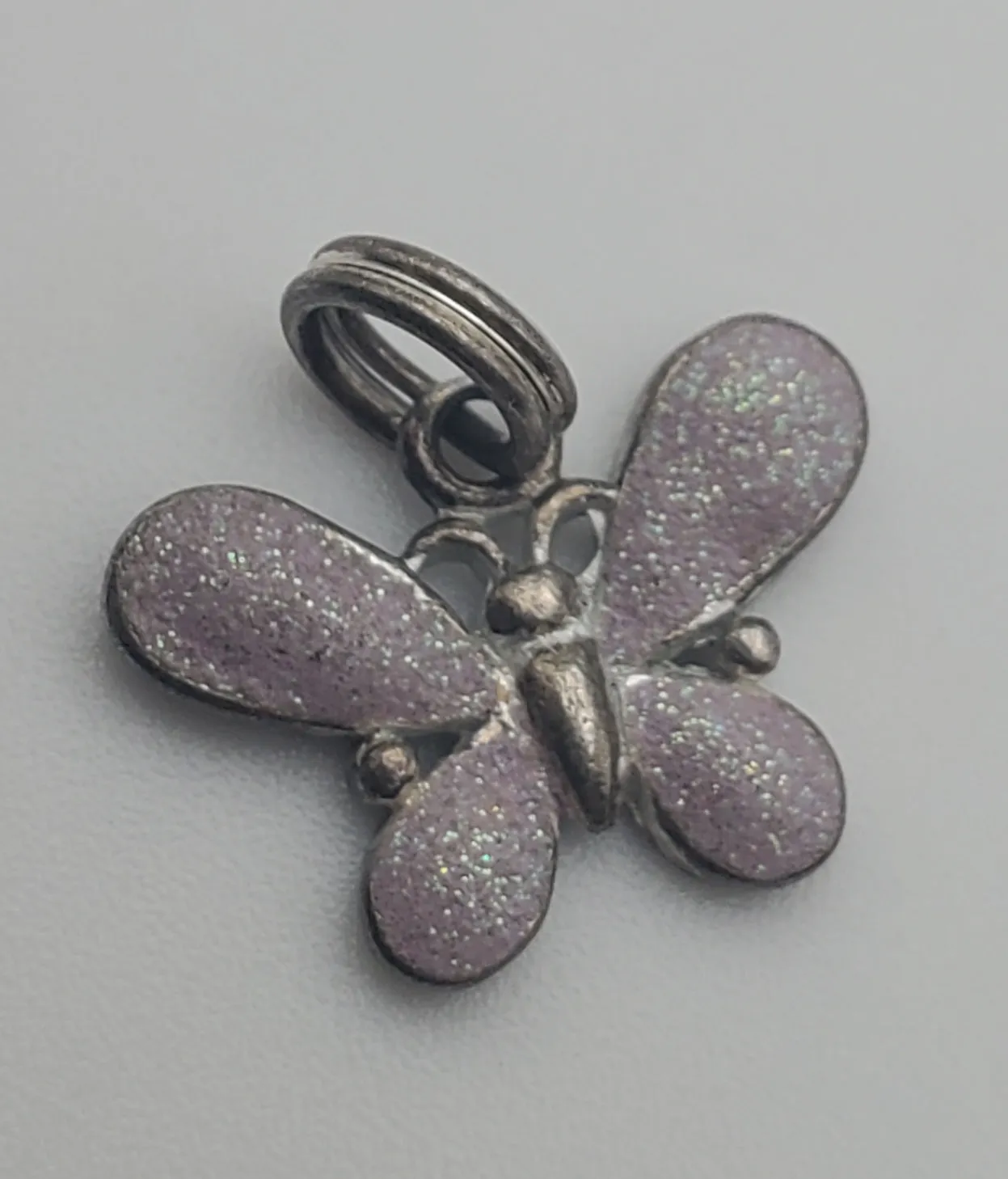 Glittery Sterling Silver Butterfly Charm