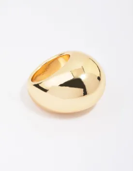 Gold Plated Smooth Round Dome Ring