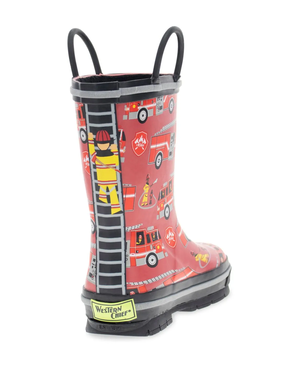 Kids Fire Truck Rescue Rain Boot - Red