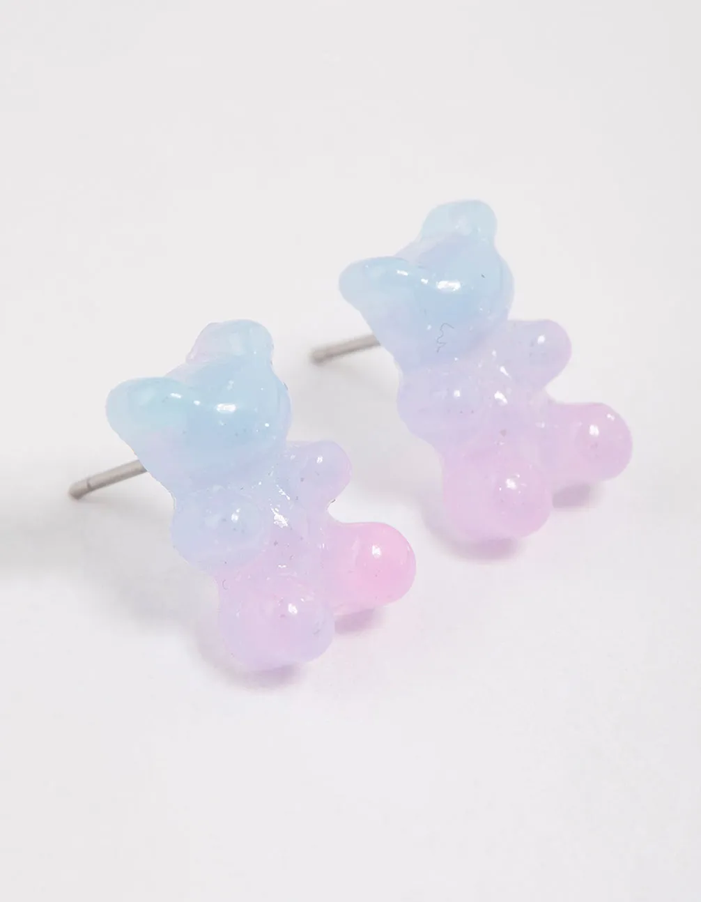 Kids Silver Gummy Bear Stud Earrings 6-Pack