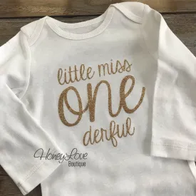 Little Miss One-derful - Silver/Gold glitter bodysuit