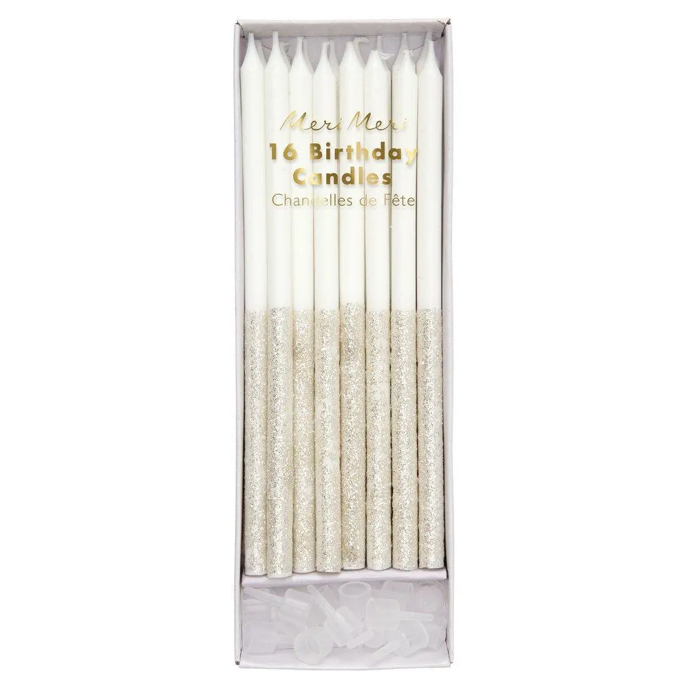 Meri Meri Silver Glitter Dipped Candles