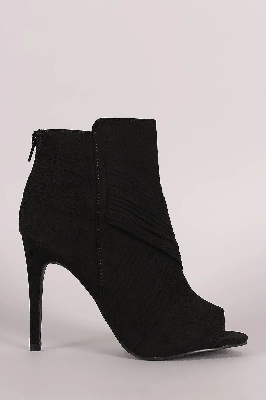 Qupid Suede Crisscross Slashed Stiletto Booties