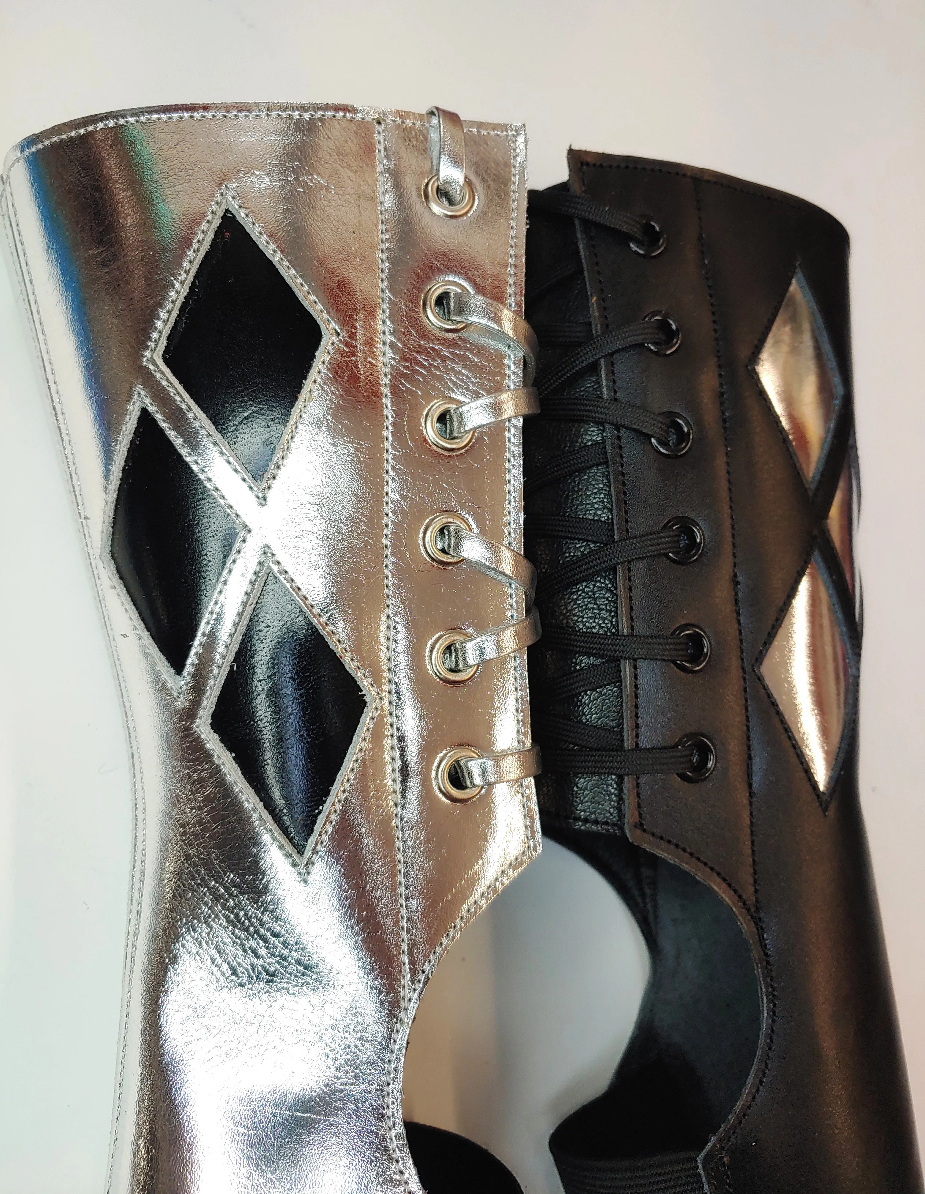 READY MADE Silver & Black HARLEY QUINN Aerial boots SIZE 1