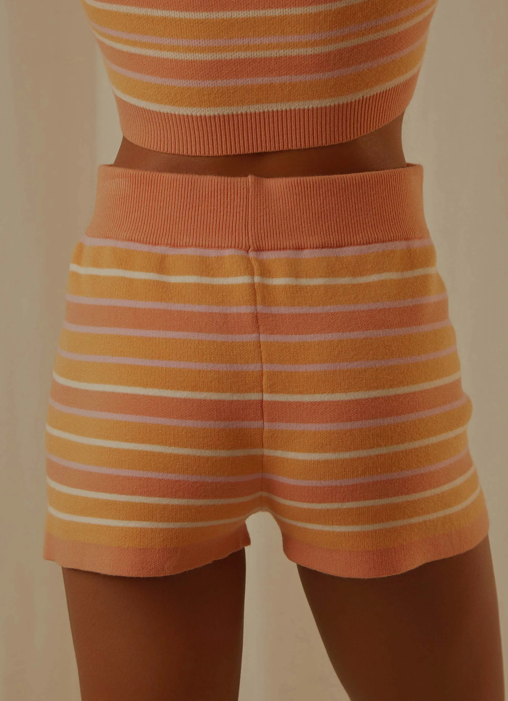 Rhodes Knit Shorts  - Peach Multi Stripe