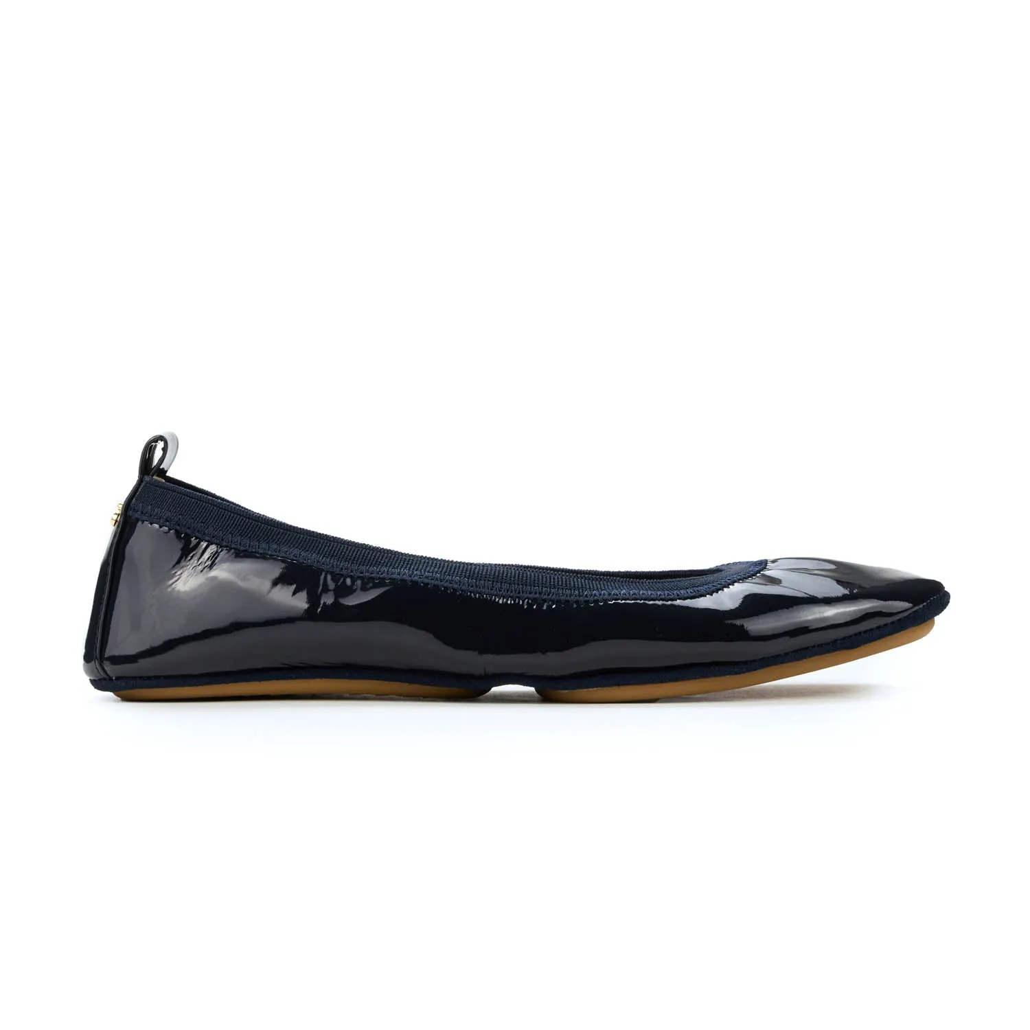 Samara Foldable Ballet Flat in Deep Navy Patent