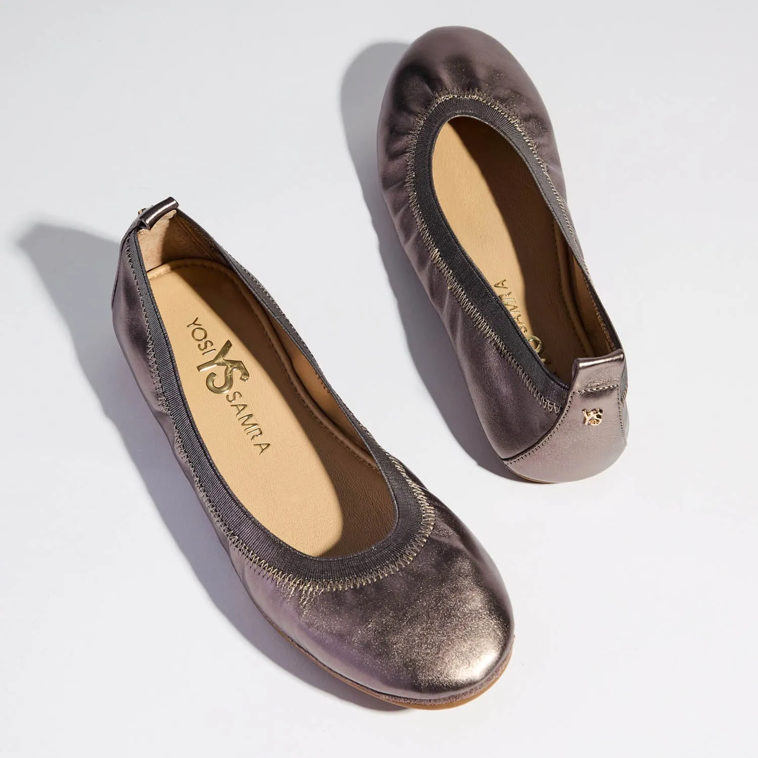 Samara Foldable Ballet Flat in Pewter Leather