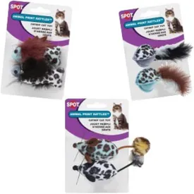 SPOT RATTLE W/CATNIP (2 PK, ANIMAL PRINT)