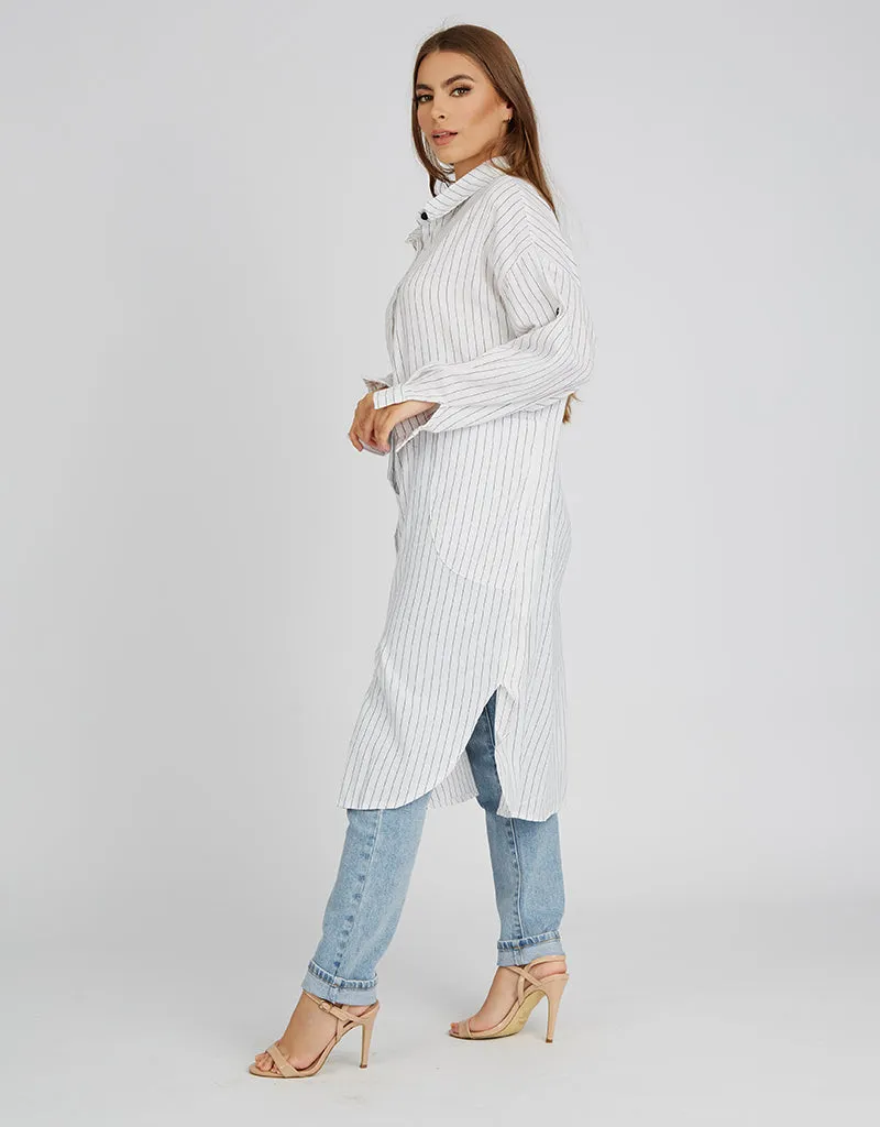 Stripe Linen Long Shirt