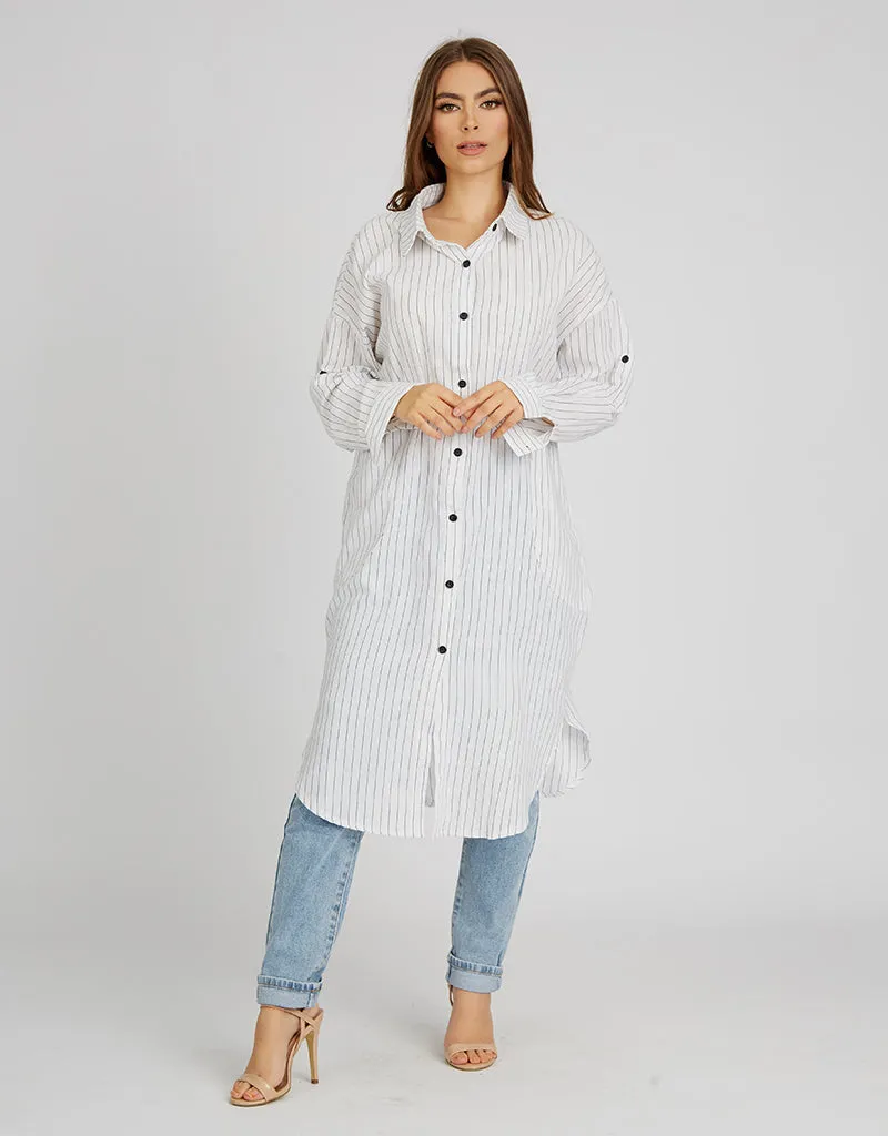 Stripe Linen Long Shirt