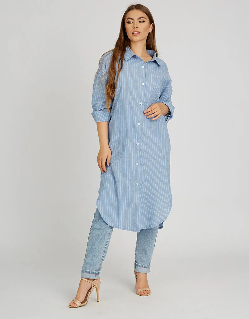 Stripe Linen Long Shirt