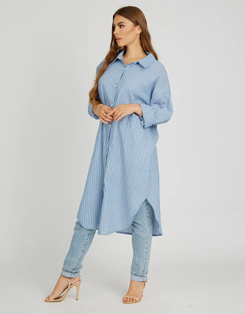 Stripe Linen Long Shirt