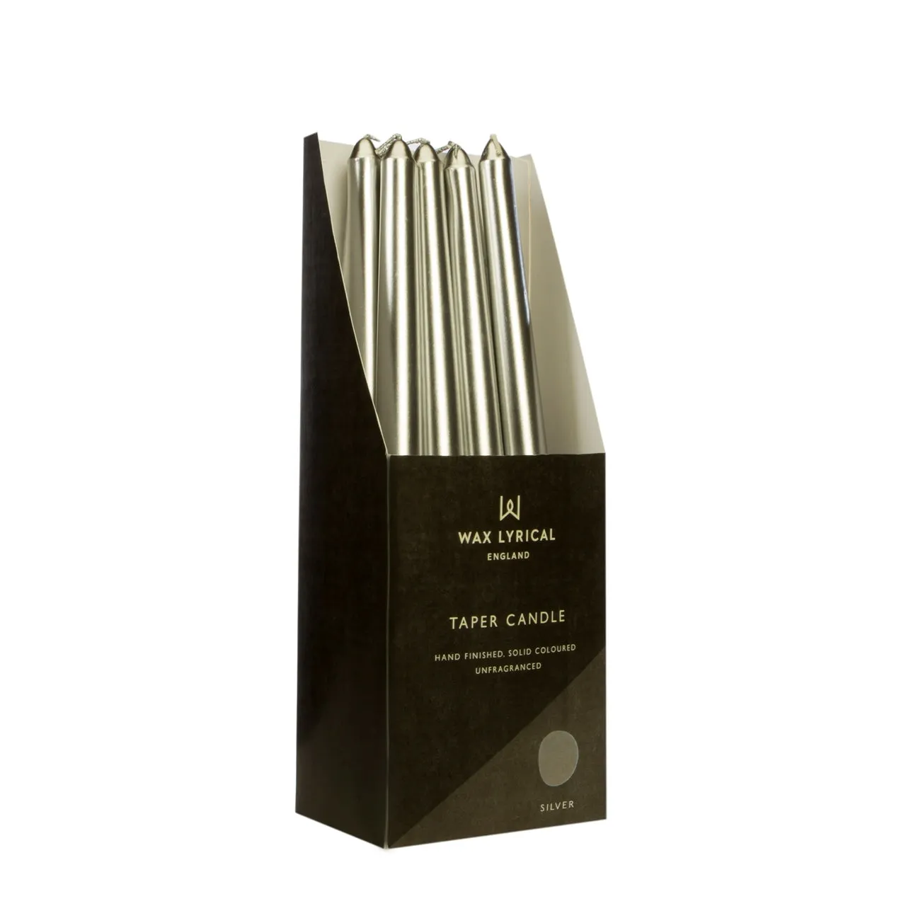 Taper Metallic Silver Dinner Candle