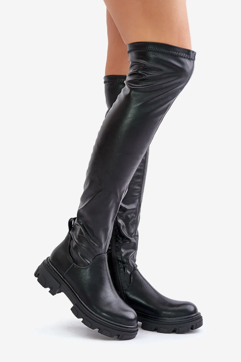 TEEK - Black Thick Anklet Over The Knee Boots