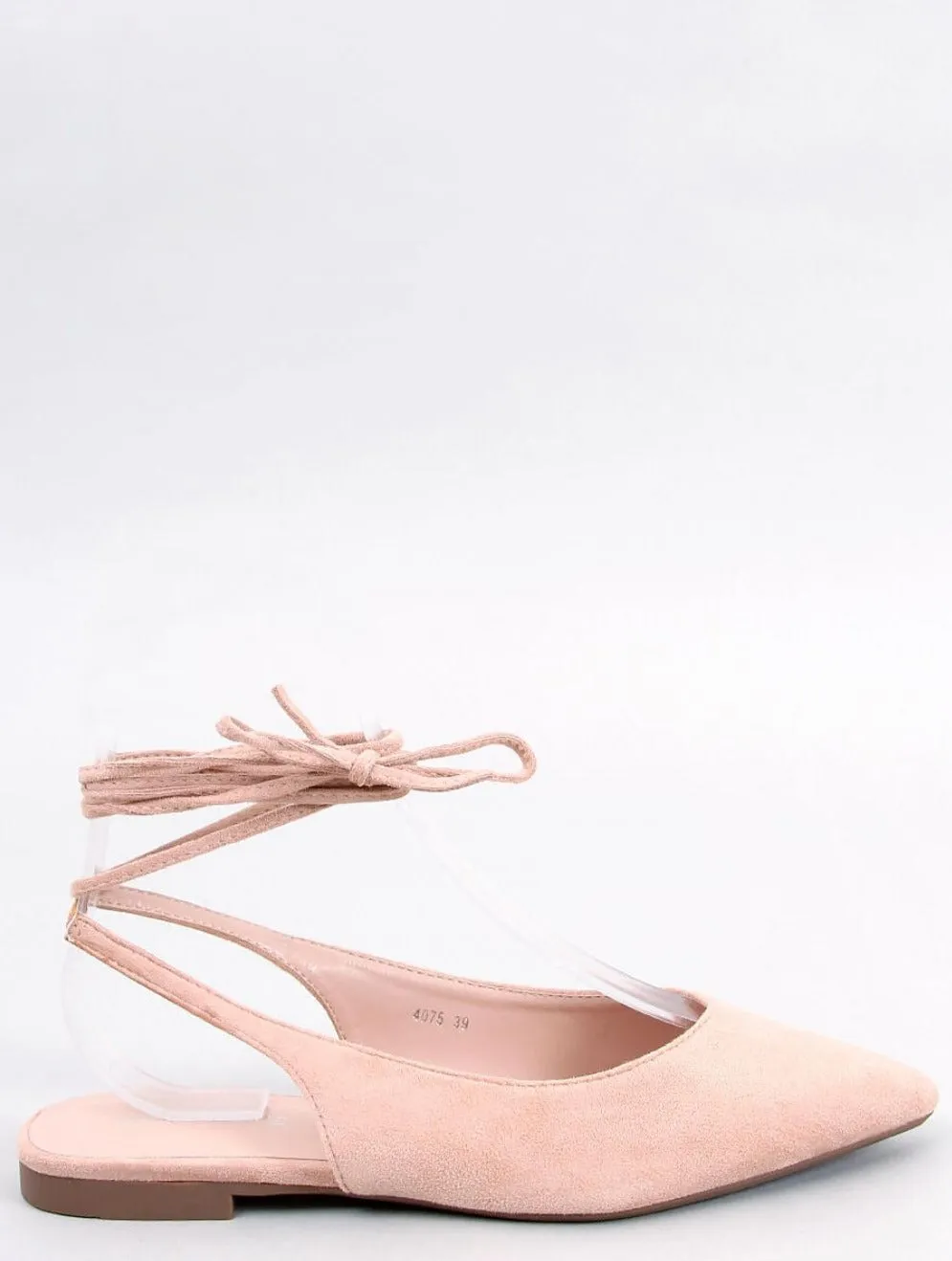 TEEK - Blush Pink Suede Ballet Ankle Tie Flats