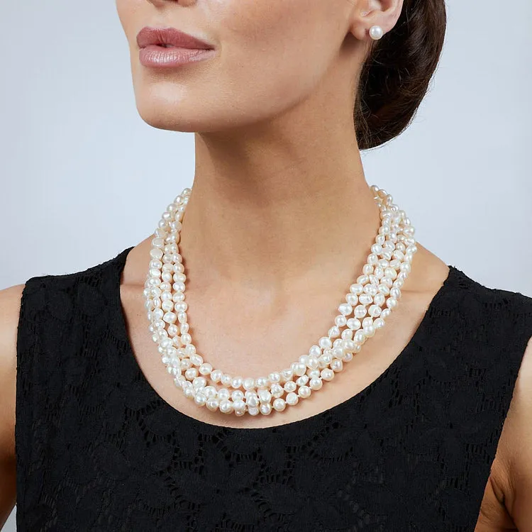 Women’s Modern Chunky Twisted White Baroque Pearl Necklace