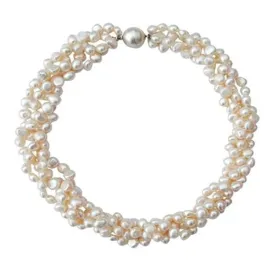 Women’s Modern Chunky Twisted White Baroque Pearl Necklace