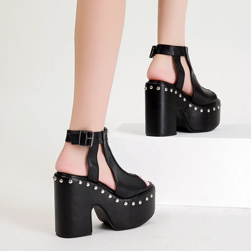 Zip Rivet Platform Shoe